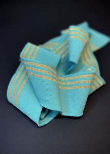 Striped Cotton Rib - Aquamarine + Gold