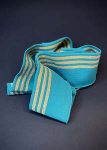 Dressmaking supply: Striped Cotton Rib - Teal + Gold