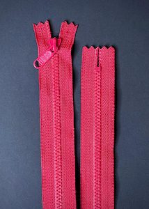 Dressmaking supply: YKK Vislon 3 Zip. Red 40cm