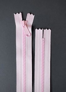 Dressmaking supply: YKK Vislon 3 Zip. Light Pink 40cm