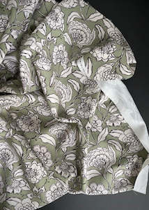 Dressmaking supply: Mia Floral Sage Green, Cotton Canvas Fabric