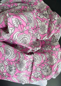 Mia Floral Candy Pink, Cotton Canvas Fabric