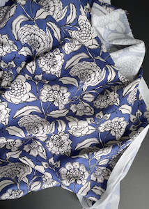 Dressmaking supply: Mia Floral Cornflower Blue, Cotton Canvas Fabric