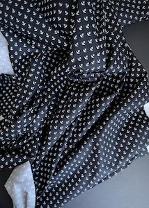 Cotton Poplin Fabric, Ahoy Black