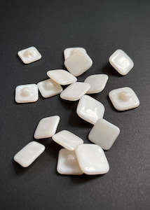 Dressmaking supply: Vintage Square Glass Buttons - White