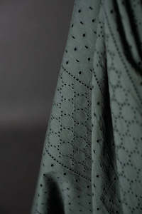 Atlas Eyelet, Bottle Green Cotton Fabric