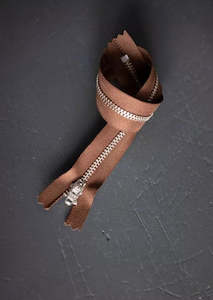 Dressmaking supply: 30cm.  YKK Nickel Closed End Zip. Tan