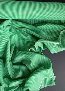 Dressmaking supply: Field Green Stripe, Handwoven Cotton Fabric