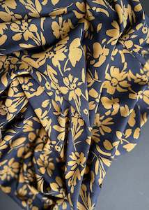 Alexis Floral - Navy, Stretch Viscose Twill