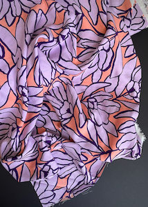 Inked Bouquet Peach and Lilac, Ecovero Viscose