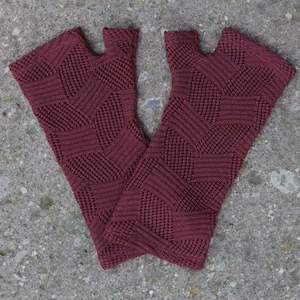 Merino Wool Burgundy Diamond Gloves - Kate Watts