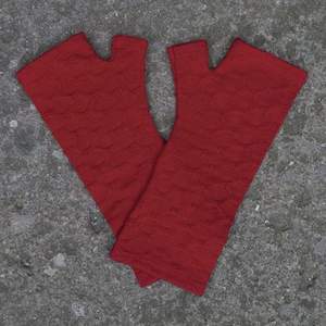 Gloves: Merino Wool Red Crosses Knit Gloves - Kate Watts