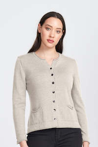 Merino Wool Shell Button Pocket Cardigan - Royal Merino