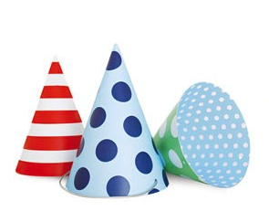 Party Hats Blue, Red & Green