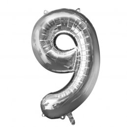 Supershape Silver Balloon Number 9