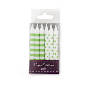 Candles Apple Green Stripes & Spots