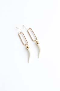 Niho Nui - White & Gold Statement Earring