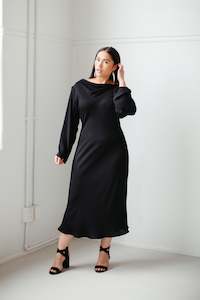 Clothing: Toa – Long Sleeve Cowl Neck Dress in Black