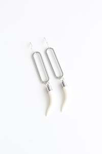 Niho Nui - White & Silver Statement Earring