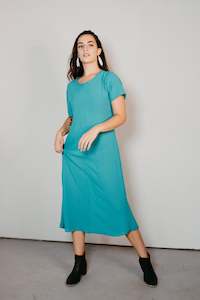 Ngāwari – T-Shirt Sleeve Styled Dress in Turquoise