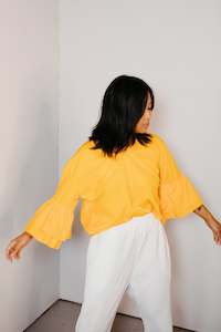 Putiputi - Frill Sleeve T-Shirt in Sunshine Yellow