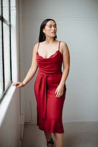 Clothing: Uma – Cowl Neck Slip Dress in Hearts Red