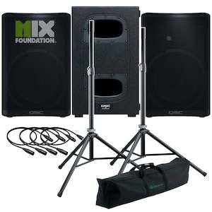 QSC CP12 + KS112 | 4KW Powered 12" Speakers with Powered 12" Sub & Stands Package System 2