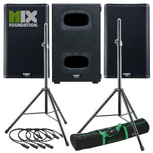 QSC K10.2 + KS112 | 6KW Powered 10" Speakers with Powered 12" Sub & Stands Package System 2