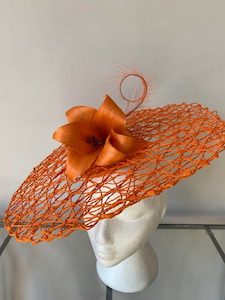 SOLD/Vibrant Orange Fascinator with Lillies – MJ Hatz