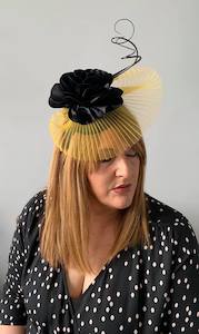 SOLD/Stunning Yellow & Black Fascinator – MJ Hatz