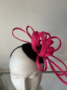 SOLD/Black Fascinator with Pink Swirls – MJ Hatz