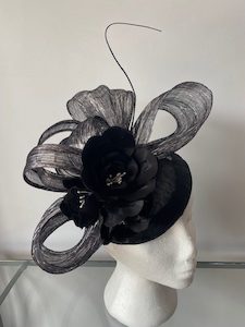 SOLD/Stunning Black Glitzy Fascinator – MJ Hatz