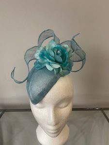 SOLD/Delightful Blue, Tear Drop Shape Fascinator – MJ Hatz