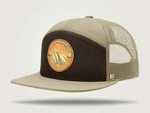 STRT 7 Flat Brim Trucker Cap - Brown/Khaki