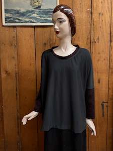 Juna Merino T | Charcoal Stripe Sleeve