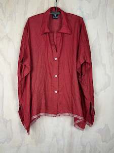 Juna Slit Shirt | Rouge  Linen Gauze