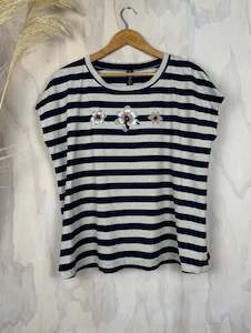 Pluto Alice Top | Navy Stripe Flower