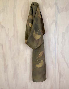 Scarf: NUKU Silk Botanical Scarf - Deep Brown