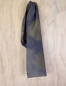 NUKU Silk Botanical Scarf - Charcoal Grey