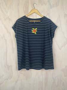 Pluto Alice Top | Grey Stripe Flower Size 14