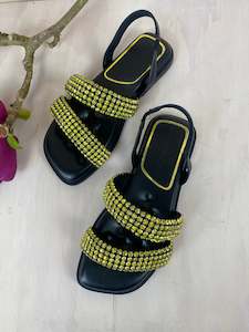 Shoes Bags Summer 23 24: M'DE | Black Sunshine Bling Slide