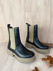 Winter Boots Bags 24: Fly London -  EREL - Black/Taupe Leather Boot Lucky Last size 41