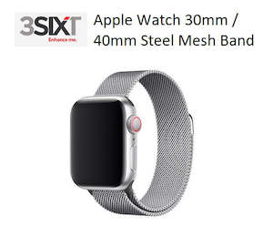 3SIXT Apple Watch 38mm / 40mm Stainless Steel Mesh Band - Silver 3S-1201 9318018129875