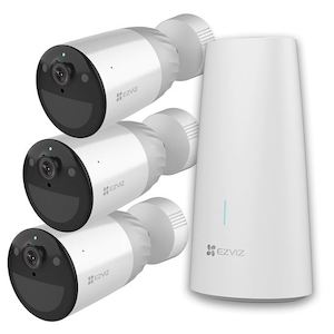 Security: EZVIZ 3x Camera Wire-Free Security Kit. Includes 1x Base Station & 3x BC1 Outdoo