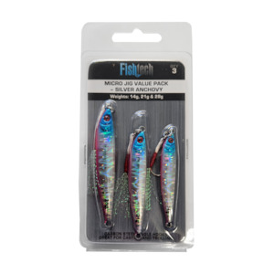 Fishtech Micro Jig Value Pack - Silver Anchovy - 14g 21g 28g