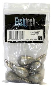 Fishtech Snap On Sinker 2oz (5 per pack)