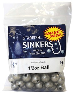 Fishing: Starfish Ball Sinker Value Pack 1/2oz (50 per pack)