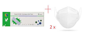 5 Pack - Healgen Rapid Antigen Test COVID-19 Test Coronavirus Test + KN95 Mask