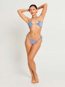 Swimwear Shimmer Multiway Bikini Top & Hi-Leg String Bottom Set Mineral Blue