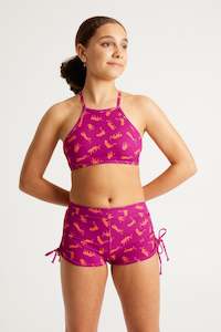 Teen Swimwear Tie Side Short High Absorbency Cheetah Chase Purple